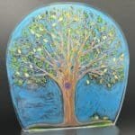 Live Oak Tree acrylic design with dome cut style and hand painted with blue twilight background
