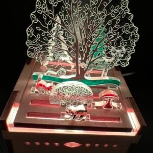 Maple wood box with acrylic scene designs